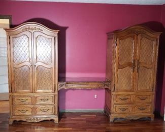 French Provencial Double Wardrobe with Vanity by Hickory