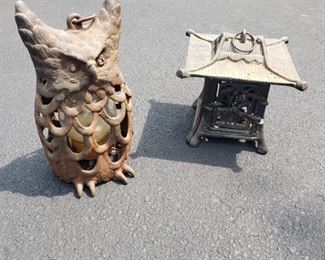 Iron Garden Owl and Pagoda Lanterns