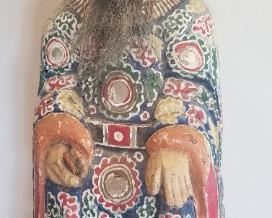 Wood Carved Polychrome Asian Elder