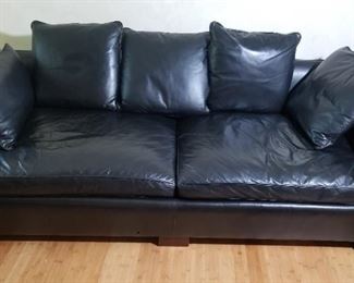 Black Leather Sofa Couch by Hickory