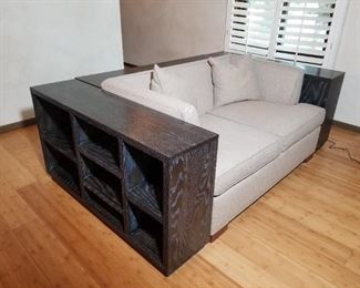 Baker Oatmeal Loveseat with Bookshelf Frame