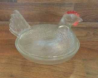 Vintage clear glass nested hen 