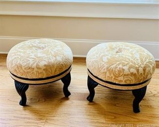 A Pair of Louis XL Chenille Foot Stools
