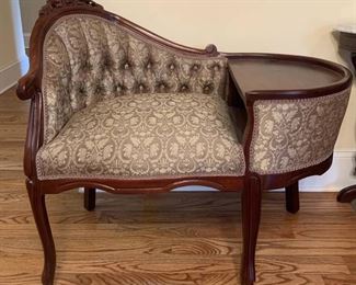 Carved Mahogany Telephome Gossip Chair