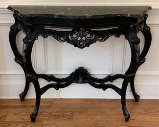 Chippendale Black Marble Topped Console Table
