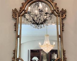 Golden Double Framed Ornate Wall Mirror
