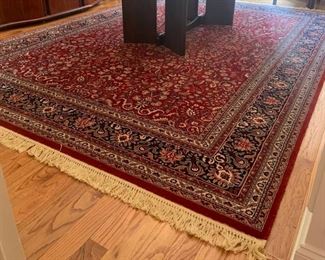 Navy and Red Sarouk Wool Area Rug