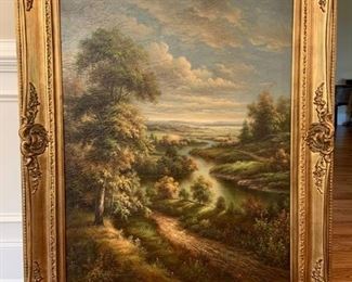 Oversize Gilded Framed Landscape Oil Painting