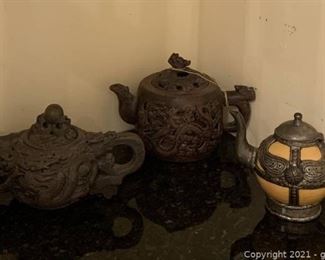 Three Piece Metal Teapot Collection