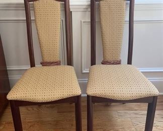Two Mid Century Modern Custom Upholstered Dining Chairs