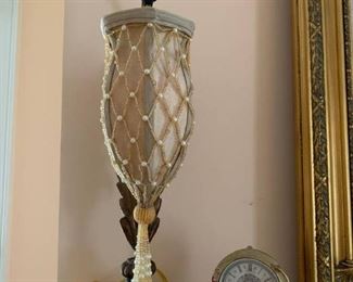 Vintage Tassel Table Lamp and Clock