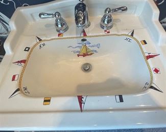 nautical theme pedestal sink