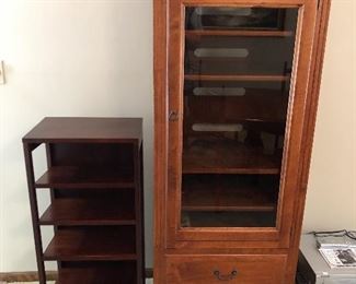 Ethan Allen cabinet/shelving unit (right); shelving unit.