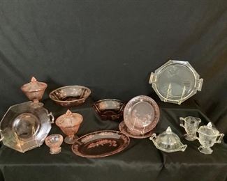 13 Pink Depression and Pear Glass