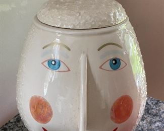 Happy Face egg shape head Cookie Jar 