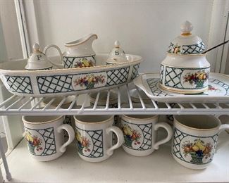 Villeroy and Boch Basket China 
Set of 8 coffee cups sugar creamer salt and pepper shakers vege bowl small square tray 