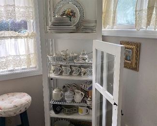 Long White clear glass window Storage cabinet 