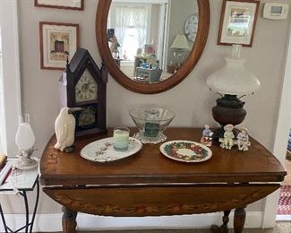 Antique large drop leaf table hand painted 
