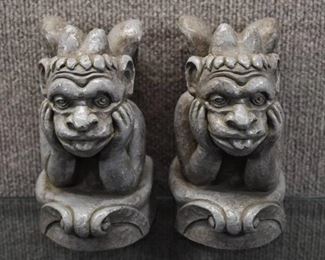 Set of 2 Plaster Gargoyle Bookends | 7" h