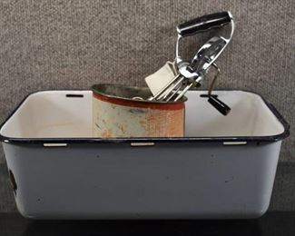 Vintage Lot of 3 Kitchen Items | Egg Beater, Sifter, Refrigerator Box
