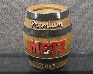 Ceramic Metz Beer Barrel Bank | 8" H