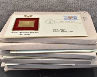 Lot of 19 Postal Commemorative Society First Day Cover 22KT Gold Stamp Replicas