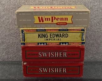 Lot of 4 Cigar Boxes | Swisher, King Edward, Wm Penn