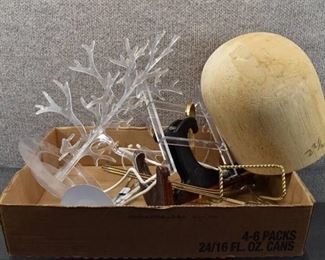 Lot of 10 Display Pieces | Hat Block, Plate Stands, Jewelry Tree, Etc.