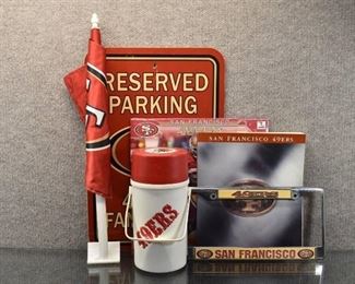 Lot of 6 San Francisco 49ers Items | Thermos, 2011 Calendar, License Plate, Flag, Etc.