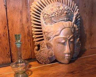 Solid Wood Carved Buddha Face