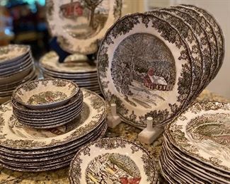 Extensive Collection of Johnson Brothers, "The Friendly Village" Dinnerware Set 