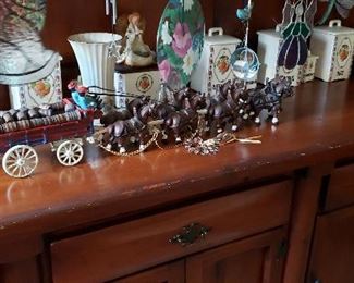 Cast iron horse & wagon