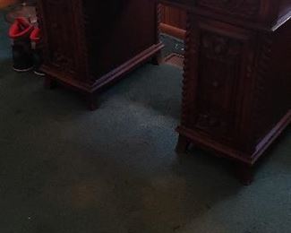Carved front knee hole desk.