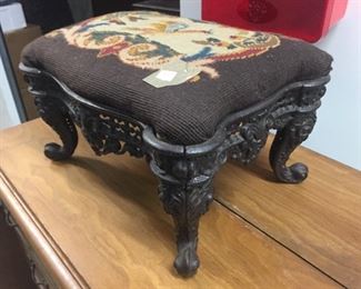 Vintage Iron Base Needle Point Stool