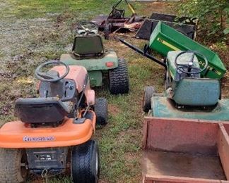 Riding mowers and pull dump carts