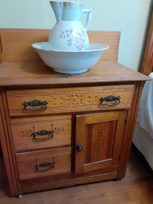 Vintage wash stand with pitcher and basin