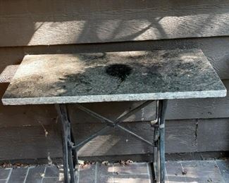 Vintage sewing machine legs with granite table top