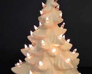 TALL WHITE CERAMIC CHRISTMAS TREE