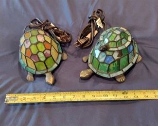 Leaded glass turtle lamps
