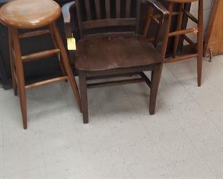 Teacher's oak chair, strong wood stools
