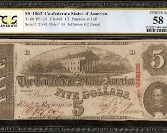 30 $5 Civil War Currency