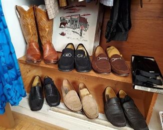 Justin cowboy boots.  Mezlan men's shoes.