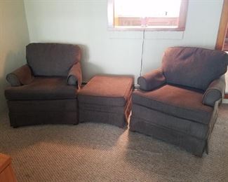 #12 $45.00 - Pair club chairs with 1 ottoman