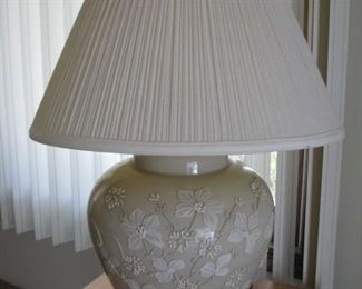 #12 $10.00 - tan table lamp - 26"h