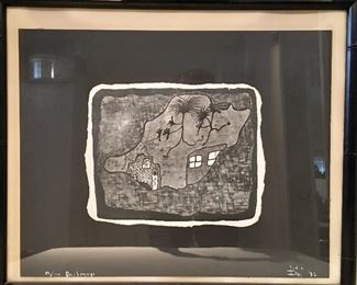 Lithograph, “Flying Bushmen” 1973, artist Etta Sue Ish, granddaughter of Etta Moten Barnett AUCTION