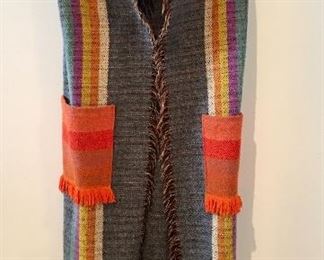 1970's striped elongated vest with fringe.