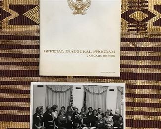 Official Whitehouse Inaugural Program and black and white signed photo by Lyndon Baines Johnson of Ms. Etta Moten Barnett in Oval office. Circa 1965.