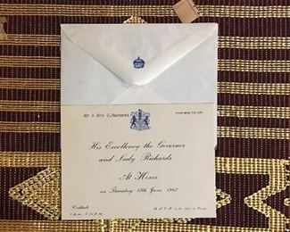 His Excellency the Governor and Lady Richards Cocktail party invite.