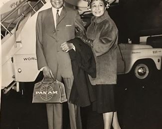 Claude A Barnett and Etta Moten Barnett Pan Am Airplane PR photo. 