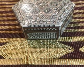 Mother of pearl inlaid octagonal Jewelry box. 